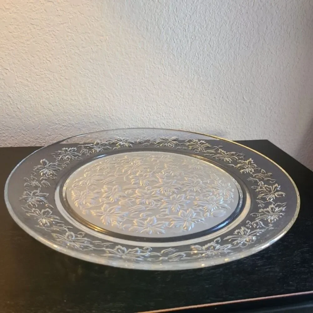 Princess House Fantasia Poinsettia Glass Plate Set 10